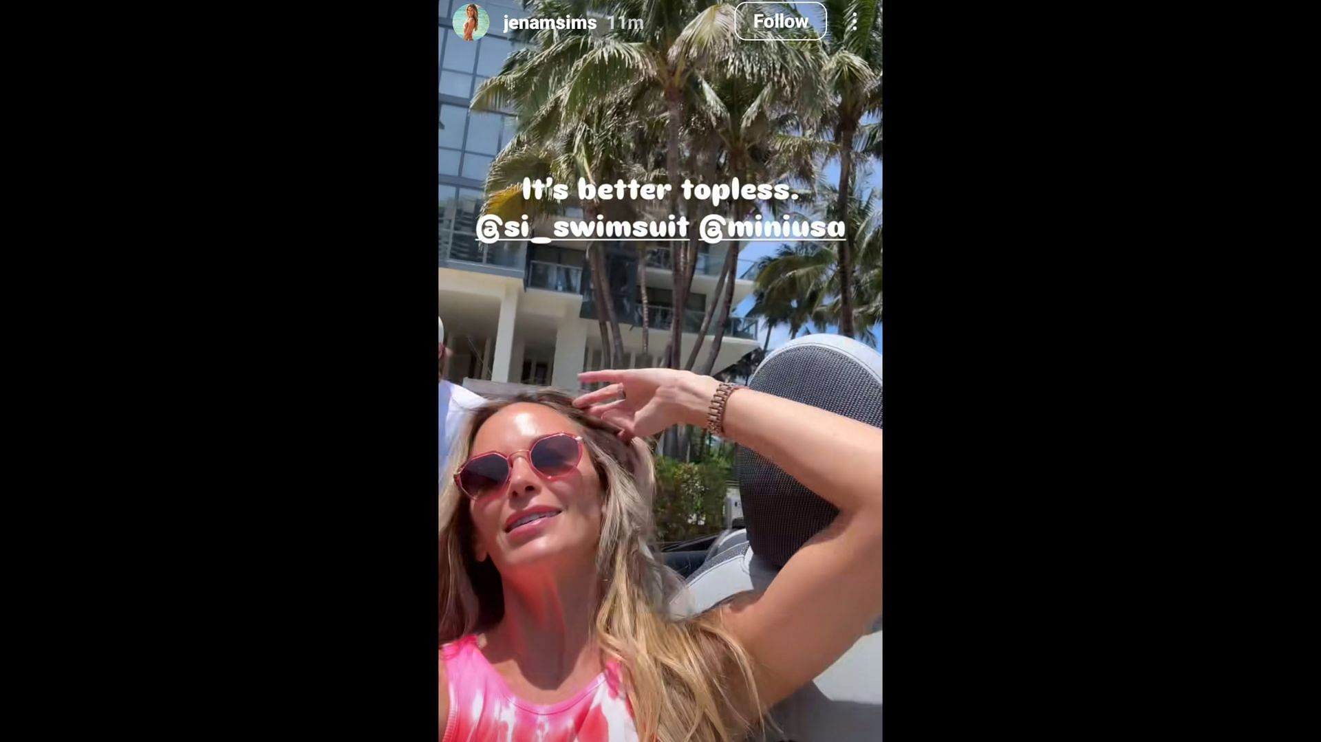 Screenshot from Sims' Instagram story/Source: @jenamsims on IG